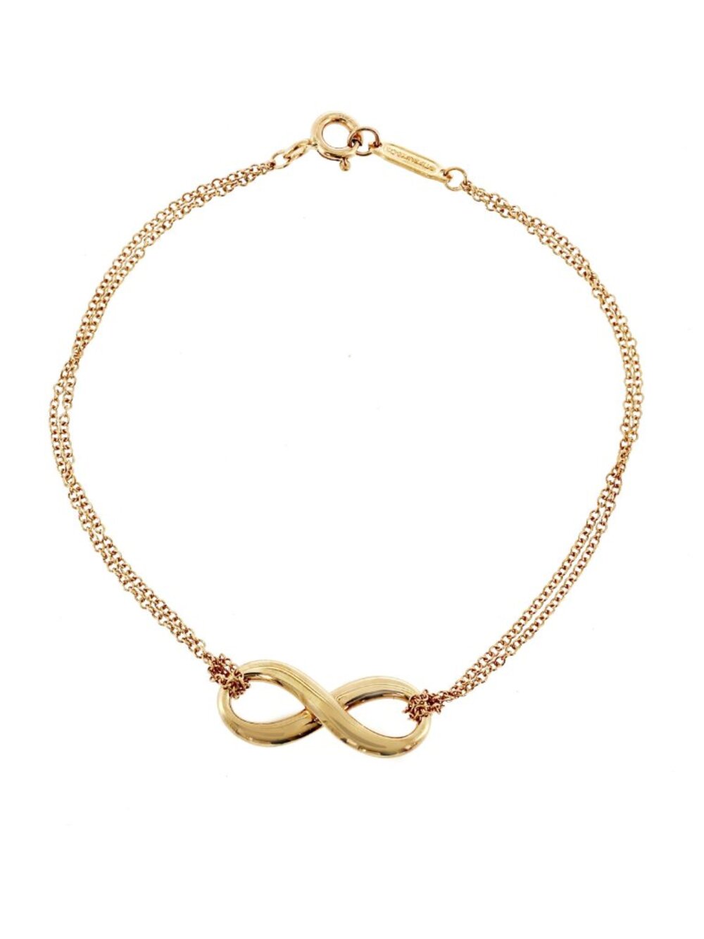 TIFFANY & Co. 18K Yellow Gold Infinity Double Chain Bracelet Size 6.5"